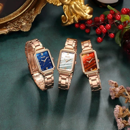 Women's Fashion Square Green Classic Wrist Retro Small Wristwatch Casual Quartz Watch For Lady