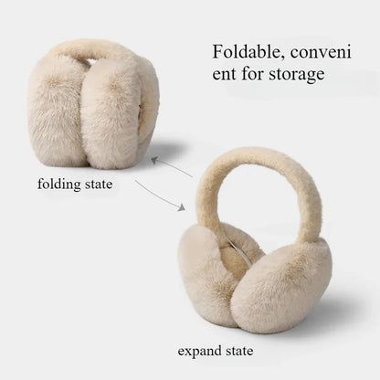 Fashion Portable Earmuffs Outdoor Cold Protection Women Men Faux Fur Ear-Muffs Foldable Soft Plush Earflaps Winter Accessories