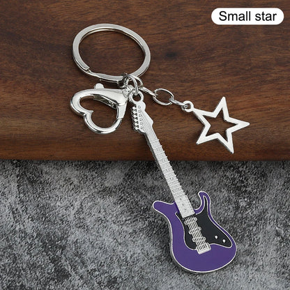 1Piece Y2K Guitar Cat Key Chain For Men Women Pentagram Bow Pendant Fashion Rock Punk Bag Accessories Gift