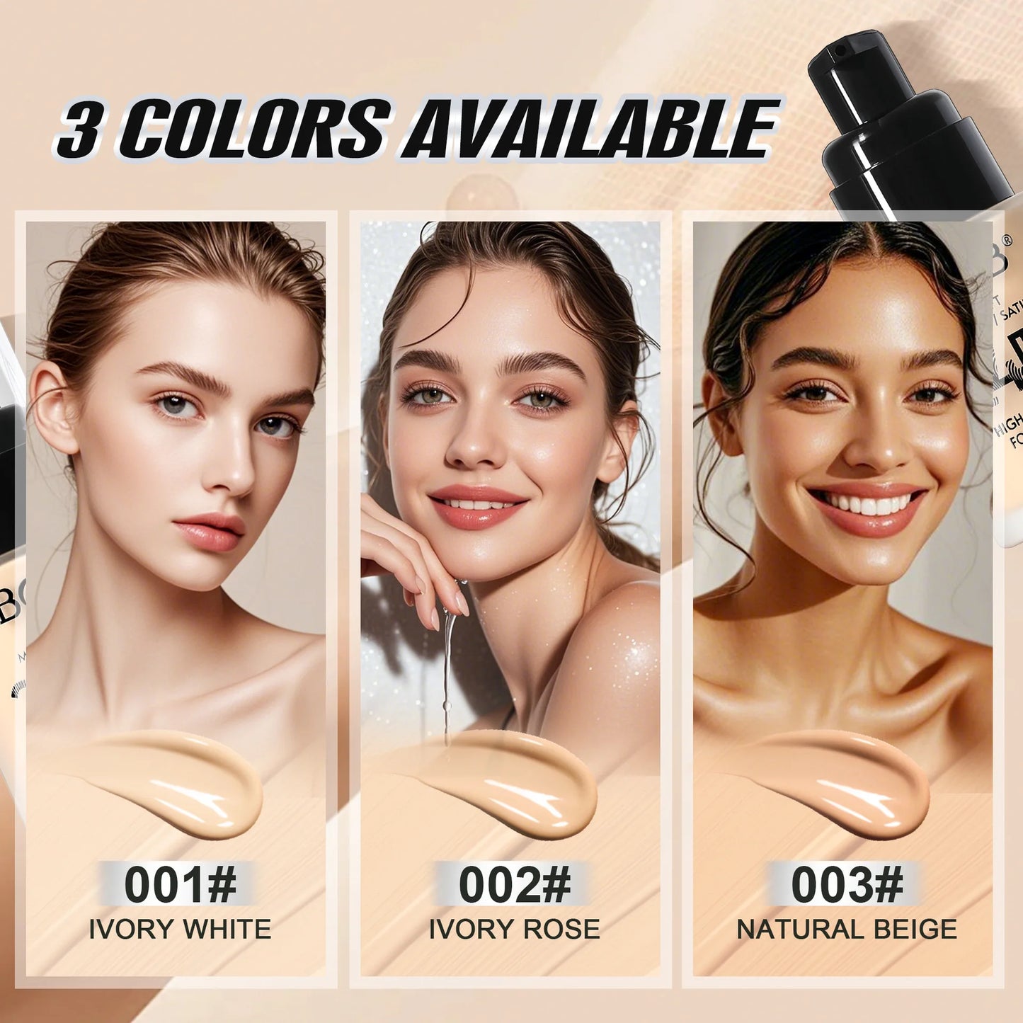 Misty Matte Liquid Foundation, Concealer, Long-lasting Makeup, Oil Control, No Powder Sticking, Moisturizing Foundation Cream