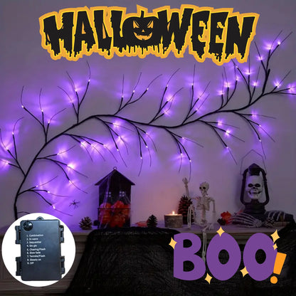1PC 54 LED Halloween Atmosphere Purple Rattan Lights DIY Branches Garland Outdoor Indoor Waterproof Walls Lights Battery Powered