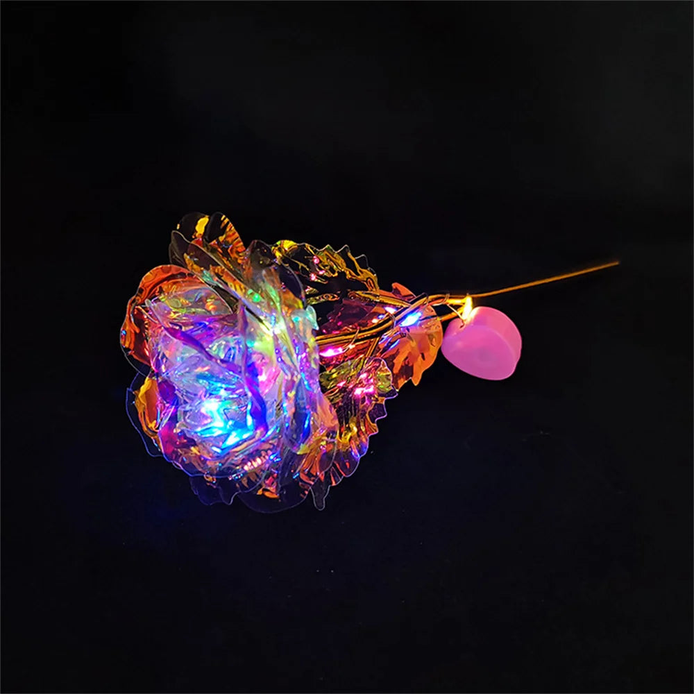 24k Eternal Rose Artificial Flowers Foil Plated Gold Rose Wedding Valentine'S Day Decoration Mother'S Day Gifts Fake Flower