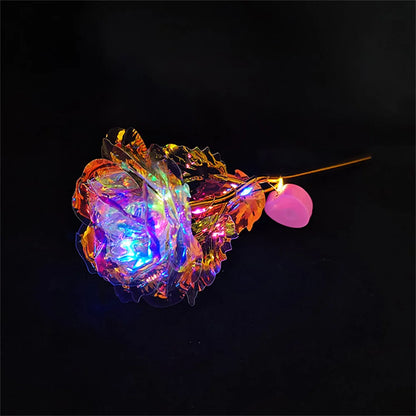 24k Eternal Rose Artificial Flowers Foil Plated Gold Rose Wedding Valentine'S Day Decoration Mother'S Day Gifts Fake Flower