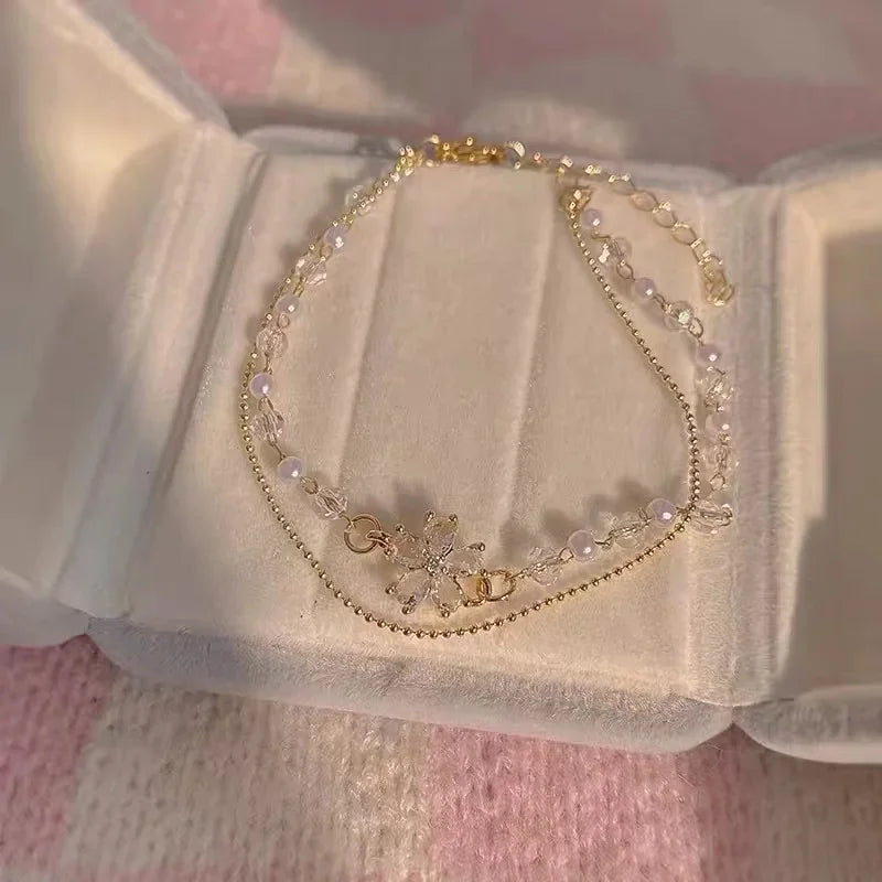 New Luxurious Geometry Square Green Crystal Bracelets Women Fashion Exquisite Butterfly Love Heart Metal Bracelets Set Jewelry
