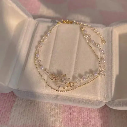 New Luxurious Geometry Square Green Crystal Bracelets Women Fashion Exquisite Butterfly Love Heart Metal Bracelets Set Jewelry