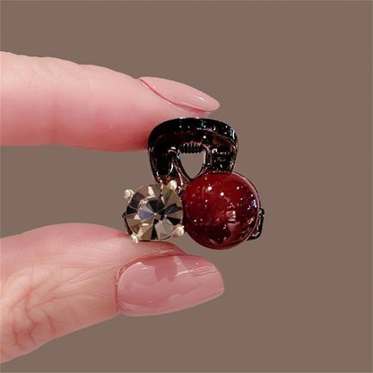 Luxury Rhinestone Pearl Hair Claws Mini Size Cross Shark Clip Women Girl Non Slip Plastic Side Barrettes Sweet Hair Accessories