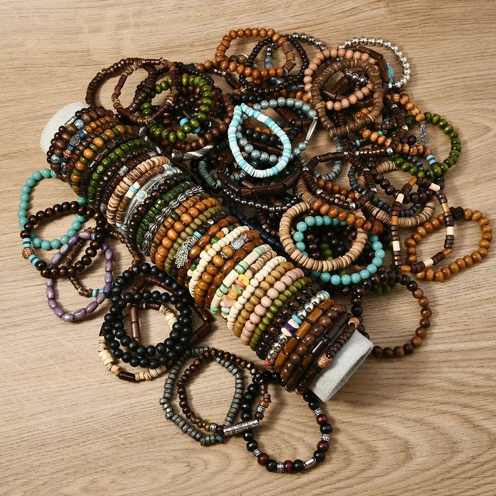 10/20/30/50Pcs/Lot Fashion Retro Elastic Men Women Bracelets Stackable Party Jewelry Gifts Randomly Shipped