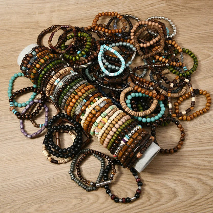 10/20/30/50Pcs/Lot Fashion Retro Elastic Men Women Bracelets Stackable Party Jewelry Gifts Randomly Shipped