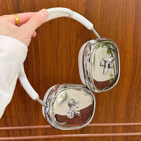 INS Fashion Pink 3D Bow Headphone Earphone Case For Apple Airpods Max2 Electroplated Headphones Protective Case For Airpods Max