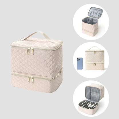 Nail Polish Storage Bag Essential Oil Bag Portable Cosmetic Nail Care Kit Nail Care Tool Storage Box Double Layer 30 Compartment