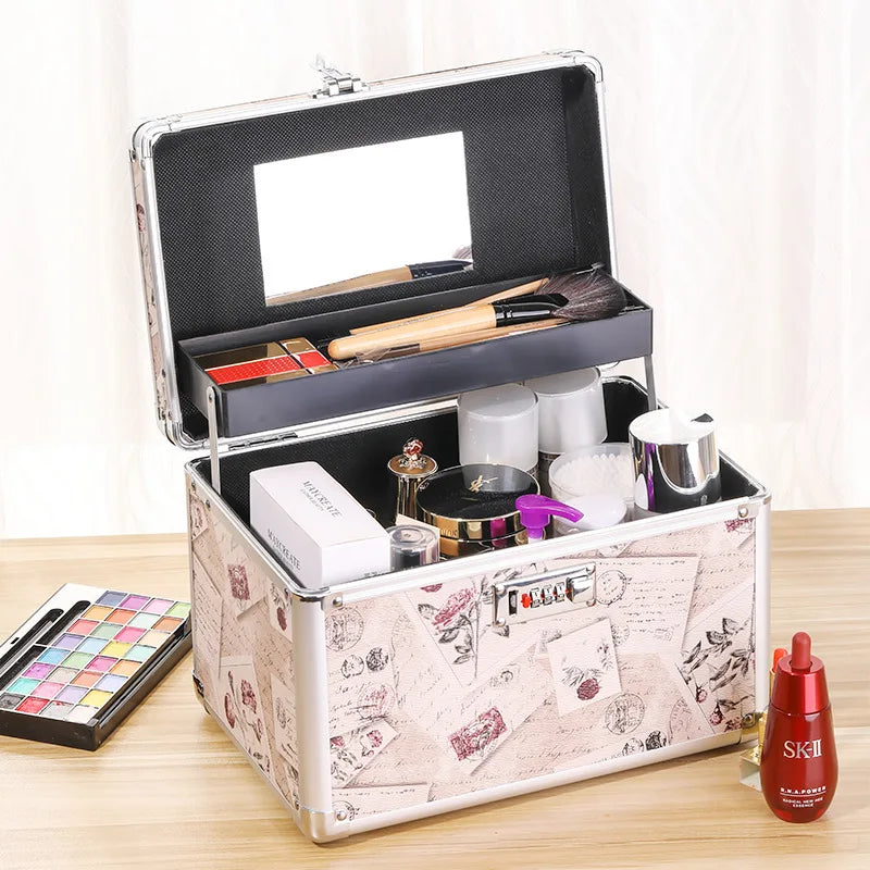 Makeup Box Large Capacity Professional Makeup Artist Portable Double Cosmetic Organizer