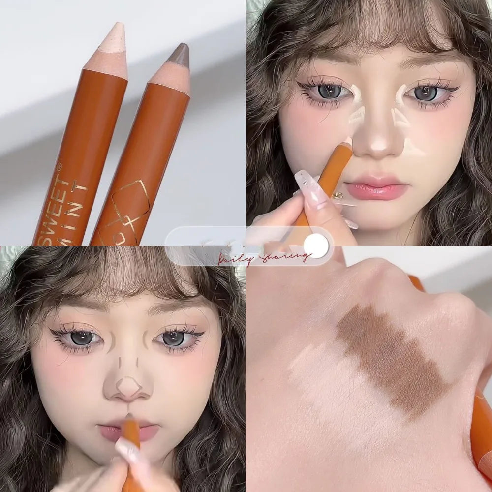 Double Head Contouring Shading Pen Face Brighten Three-dimensional Highlight Stick Brightening Skin Shadow Concealer Pencil