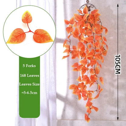 5 Forks Artificial Vines Plants Outdoor Plastic Creeper Green Ivy Wall Hanging Plants Branch For Home Garden Wedding Decor