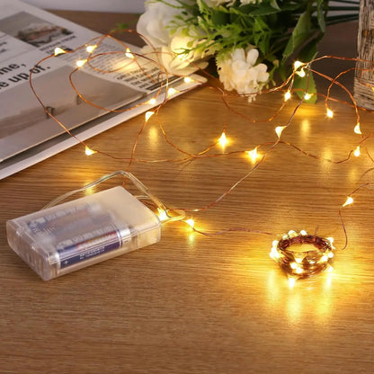 LED Fairy String Light 2M 20LED Battery Operated Copper Wire Warm White for Christmas Wedding Party Decor Indoor OutdoorLighting