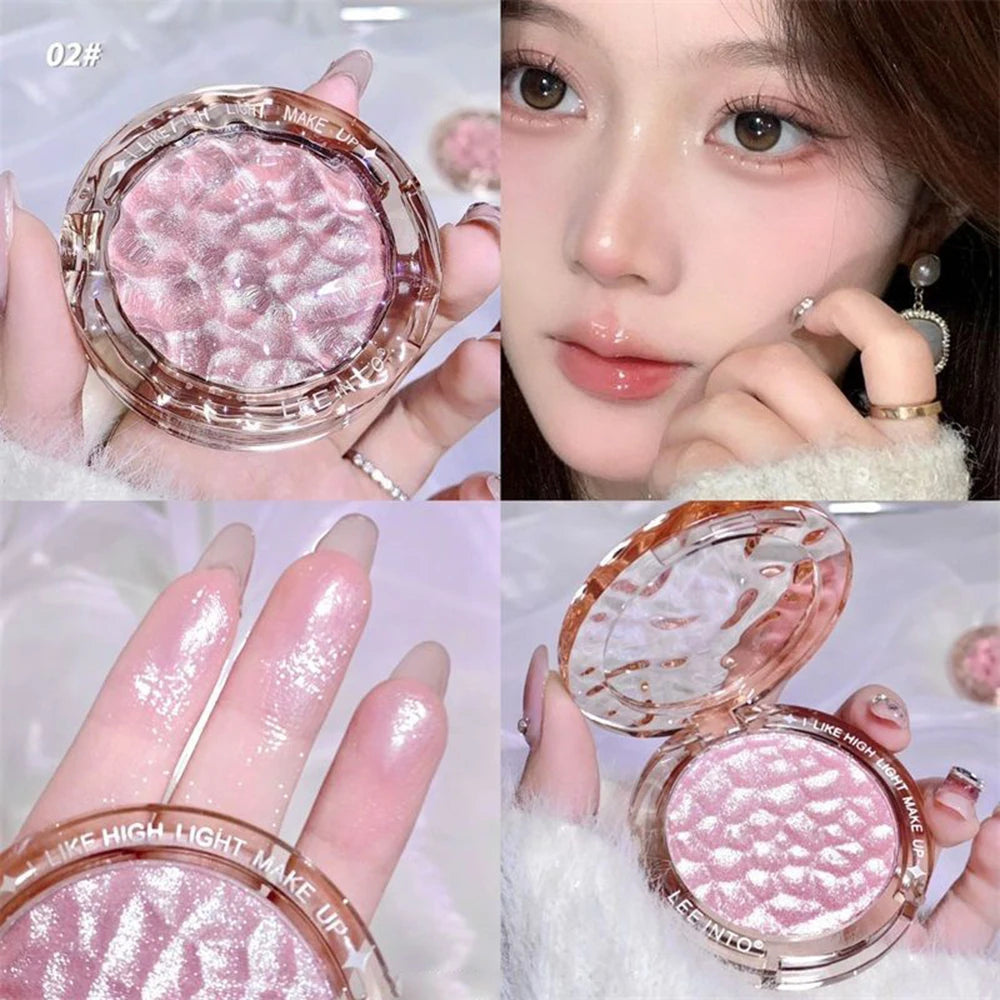 LEE INTO Highlighter Powder, Pearlescent Finish, Fine Shimmer, Silky Mashed Potato Texture, Brightening, Long-Lasting No Fallout