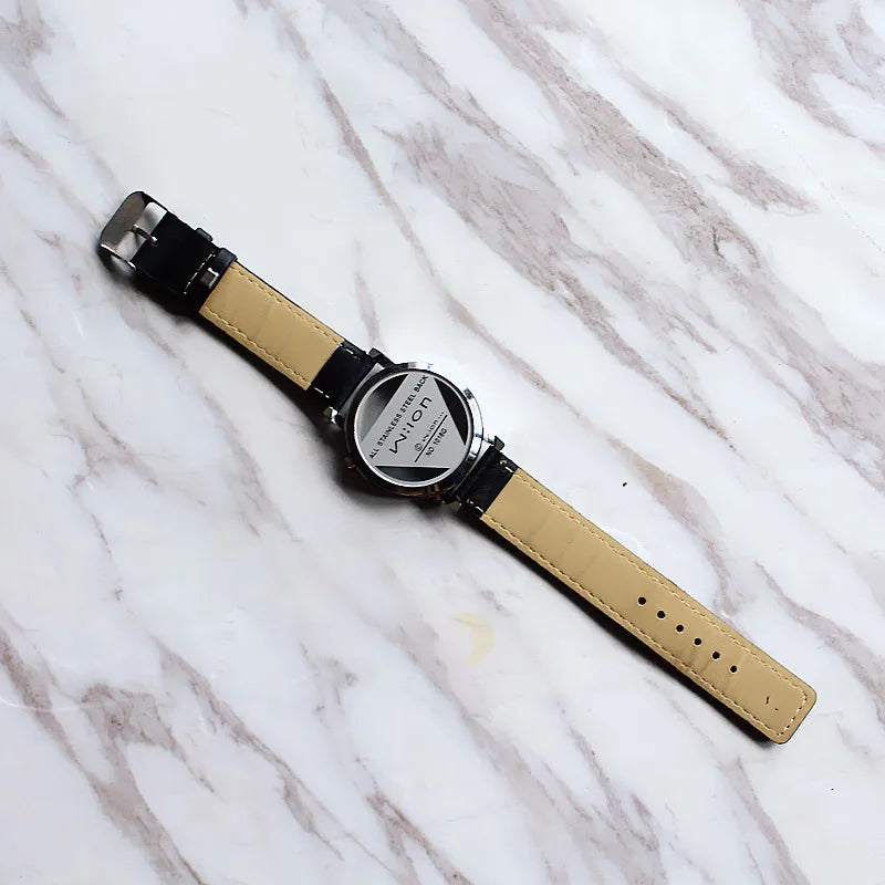 Fashion hollow triangle women quartz watches simple novelty and individualism creative wrist watch black white leather clock