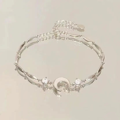 Korean Elegant Cherry Blossom Bow Zircon Bracelet For Women Y2K Sweet Girls Crystal Flowers Bracelets Wedding Party Jewelry Gift
