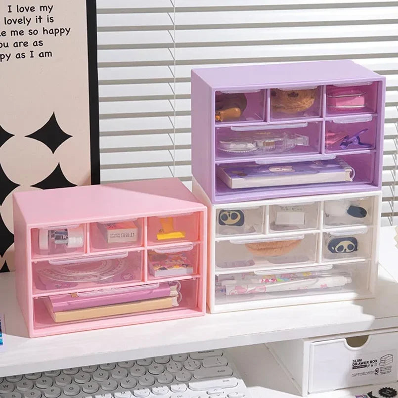 9 Grids Desktop Compartment Box Storage Box Jewelry Cosmetic Box Drawer Desk Organizer Earrings Makeup Transparent Container