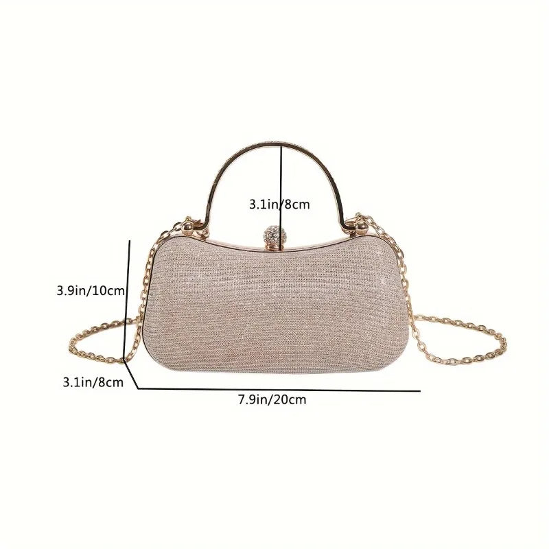 Shiny Mini Evening Bag Rhinestone Decor Chain Purse Luxury Glitter Banquet Handbag Perfect for Party Wedding Prom Dinner Banquet