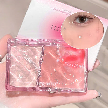 LEEINTO light sweet energy high gloss blush disk pearl fine flash bright makeup does not fly powder to show tender rouge