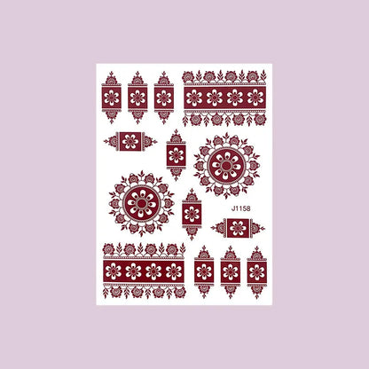 Waterproof Henna Tattoo Stickers for Women Flower Instant Fake Tattoo for Hand Temporary Tattoos for Wedding Party Festival