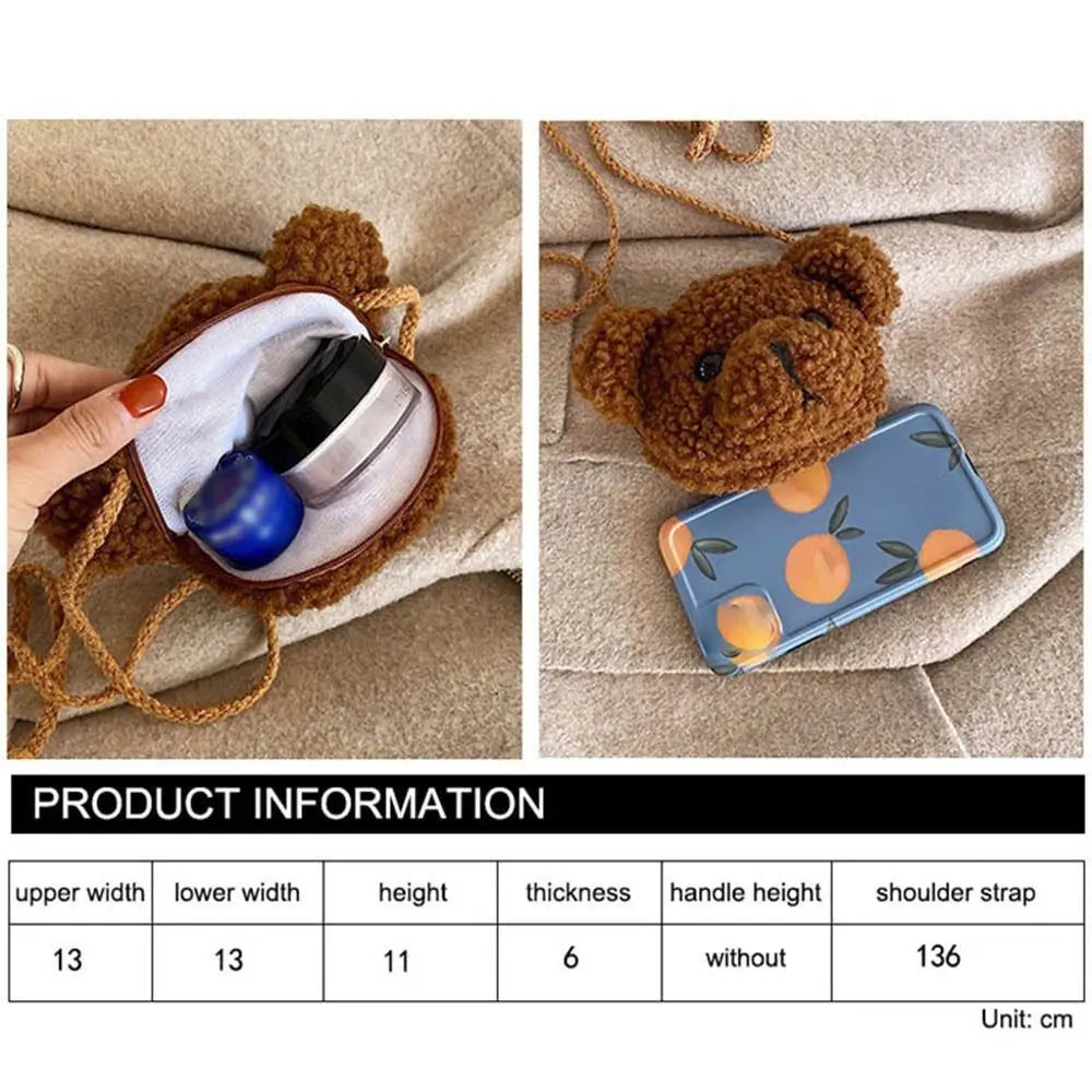 Cute Bear Plush Shoulder Bag For Children Kids Cartoon Messenger Bags kawaii Plush Purses little Girls Stuffed Animals Backpack
