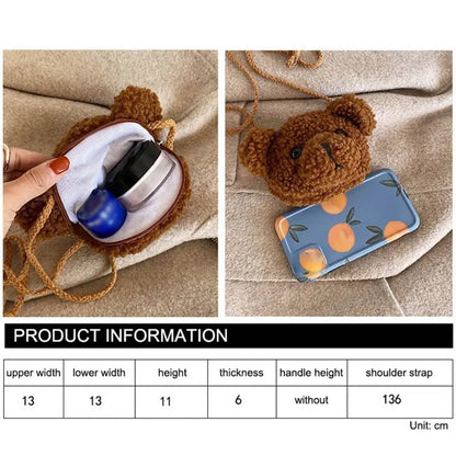 Cute Bear Plush Shoulder Bag For Children Kids Cartoon Messenger Bags kawaii Plush Purses little Girls Stuffed Animals Backpack