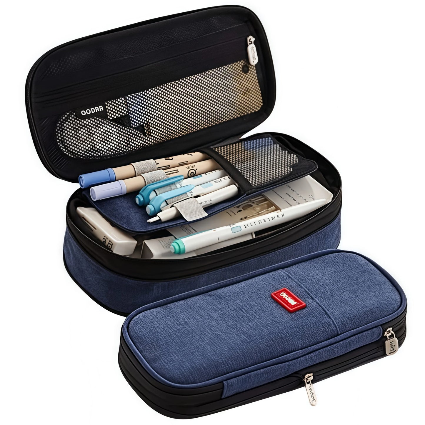 Multi-functional double-layer canvas pencil case, large-capacity portable waterproof stationery box, perfect school supplies