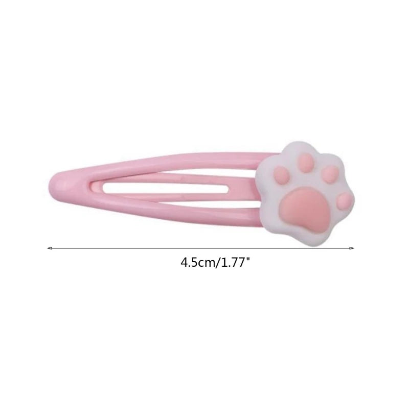 Metal Snap Cartoon Cat Paw Shape Hair Clip New Year Headwear for Woman Birthday Party Carnivals Theme Non-slip Hairpin