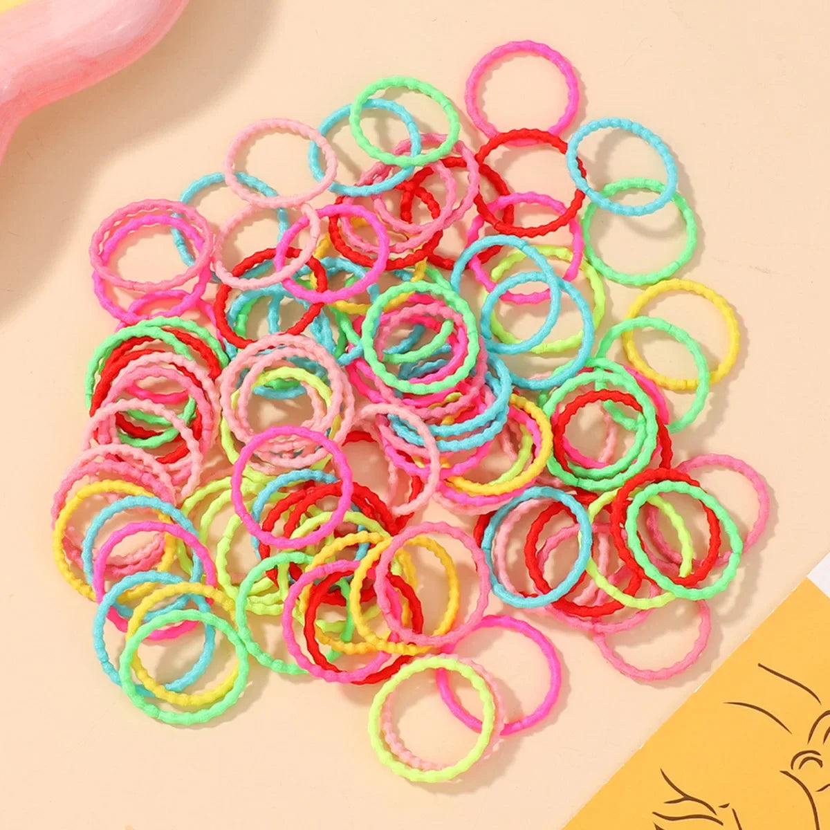 100pcs Women Girls Colorful Nylon Elastic Hair Bands Ponytail Hold Small Hair Tie Rubber Bands Scrunchie Hair Accessories