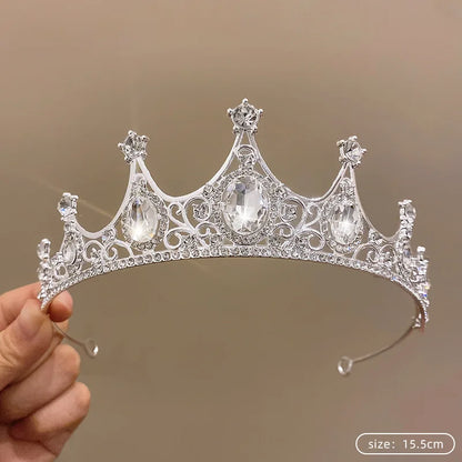 Silver Color Crystal Tiaras and Crowns Rhinestone Prom Diadem Crown Tiara for Women Bride Bridal Wedding Hair AccessoriesJewelry