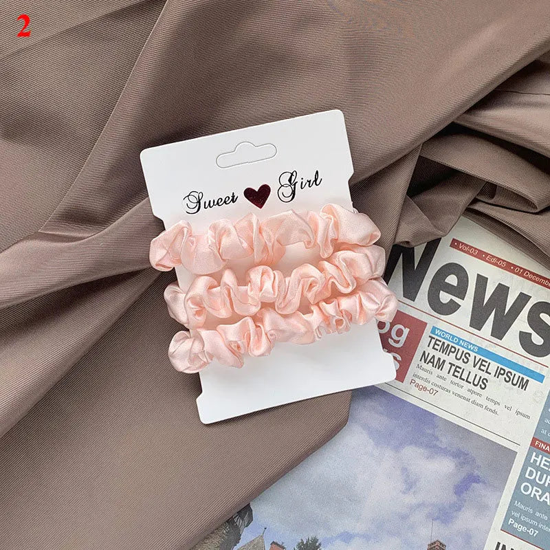 3/6Pcs/Set Silk Hair Scrunchies Elastic Hair Bands Women Elegant Headwear Hair Ties Ponytail Holder Sweet Hair Rope Rubber Bands