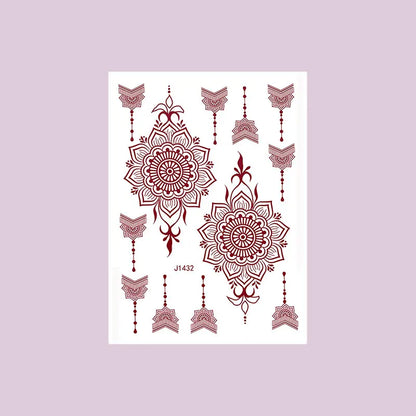 Waterproof Henna Tattoo Stickers for Women Flower Instant Fake Tattoo for Hand Temporary Tattoos for Wedding Party Festival