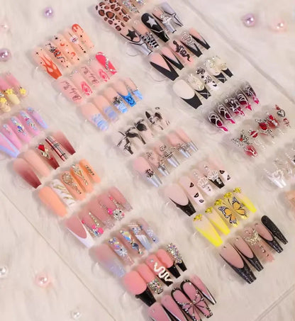 Wholesale Price Press On Nails Ballerina Medium Coffin False Nails French Tip Nails Manicure Stick On Nails Acrylic Fake Nails