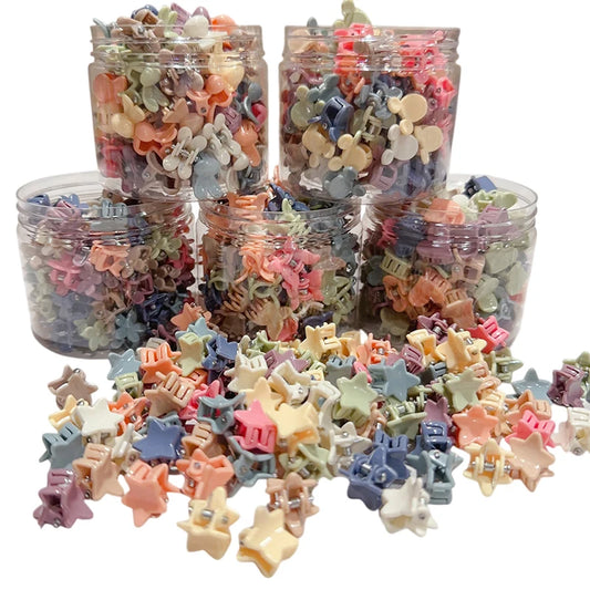 100Pcs Cute Flower Star Hair Claws Styling Hair Braid Hairpins Kids  Colorful Small Girls Hair Clips Hair Accessories Headwear