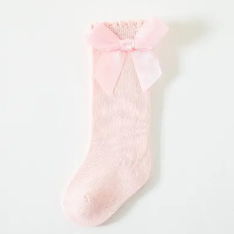 Red Bow Tie Knee High Tube Socks Girls' Christmas Stockings Infants Toddlers Soft Cotton Children Non Slip Floor Socks Baby Gift