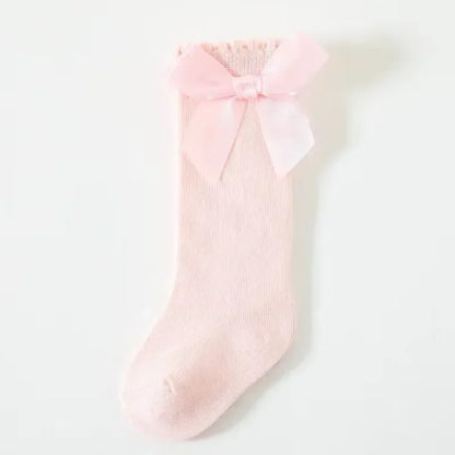 Red Bow Tie Knee High Tube Socks Girls' Christmas Stockings Infants Toddlers Soft Cotton Children Non Slip Floor Socks Baby Gift