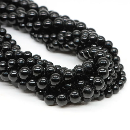 4 6 8 10mm Natural Black Tourmaline Beads Round Smooth Loose Stone Bead For Jewelry Making Diy Bracelet Necklace Accessories