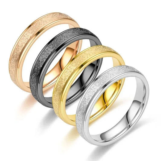 Light Luxury Feeling Titanium Steel Frosted Ring Feminine Temperament Minority Does Not Fade Ring Hand Jewelry Gift Creative