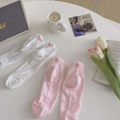 New Design Heel Bow Women Short Socks Lolita Kawaii Summer Thin Breathable Hollow Out Low Tube Sock Ins Trend White Cotton Socks
