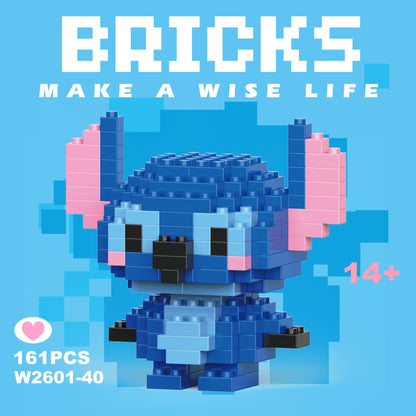 Disney 108 style Stitch LinaBell StellaLou Building Blocks Princess Cartoon Figrues Bricks Children's Assembly Toys Model Gift