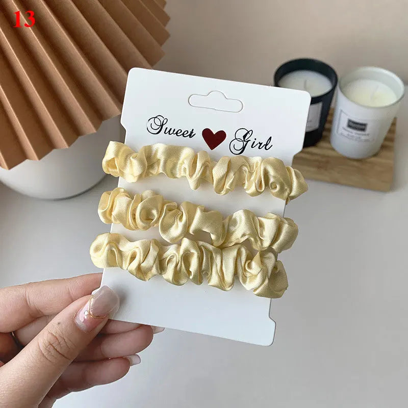 3/6Pcs/Set Silk Hair Scrunchies Elastic Hair Bands Women Elegant Headwear Hair Ties Ponytail Holder Sweet Hair Rope Rubber Bands