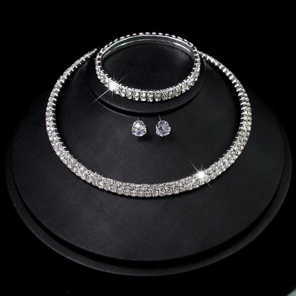 Necklace Earrings Set 2024 Rhinestone Tassel Earrings Necklace Combo Wedding Jewelry Bride Dangle Earrings Necklaces Party Jewel