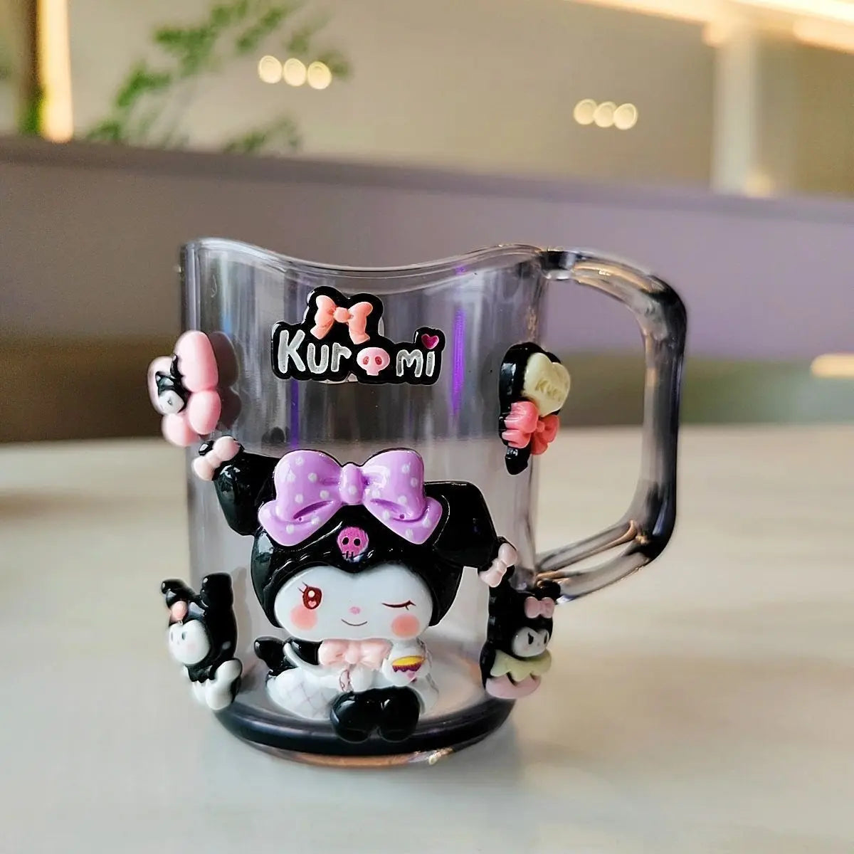 New kawaii Hello kitty children's mouthwash cup kuromi teeth jar brush cup My melody toothbrush holder Children's wash cup set