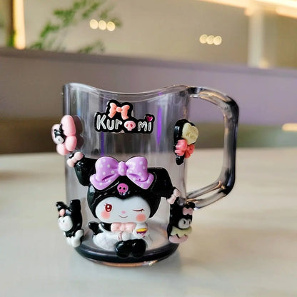 New kawaii Hello kitty children's mouthwash cup kuromi teeth jar brush cup My melody toothbrush holder Children's wash cup set