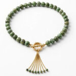 Green Beaded Tassel Necklace