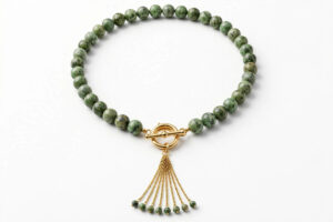 Green Beaded Tassel Necklace