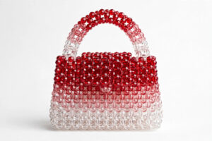 Red & White Crystal Beaded Handbag