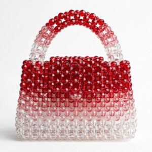 Red & White Crystal Beaded Handbag — image 1