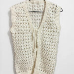 White Crochet Open Vest